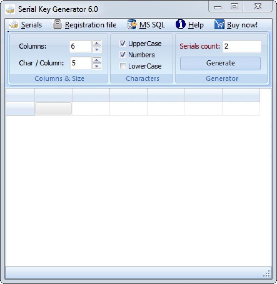 screenshot of program