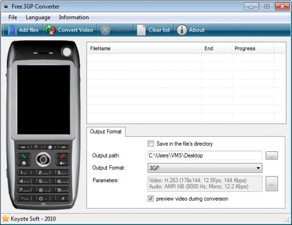 screenshot of program