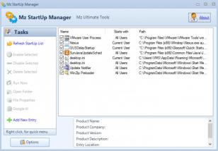 Mz StartUp Manager main screen
