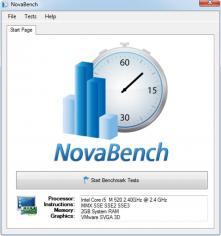 NovaBench main screen