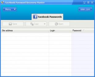 Facebook Password Recovery Master main screen