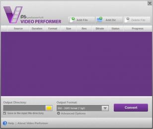 Video Performer main screen