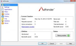 AdFender main screen