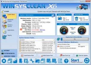 WinSysClean X6 main screen
