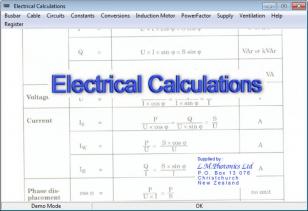 Electrical Calculations main screen