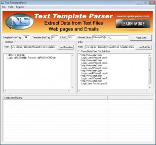 Text Template Parser main screen