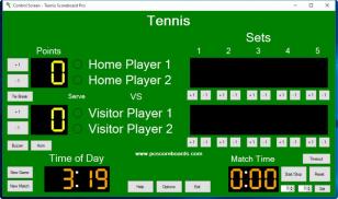 Tennis Scoreboard Pro main screen