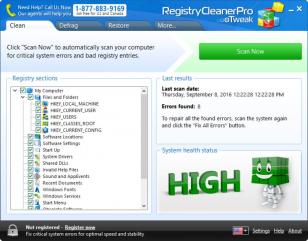 RegistryCleanerPro main screen