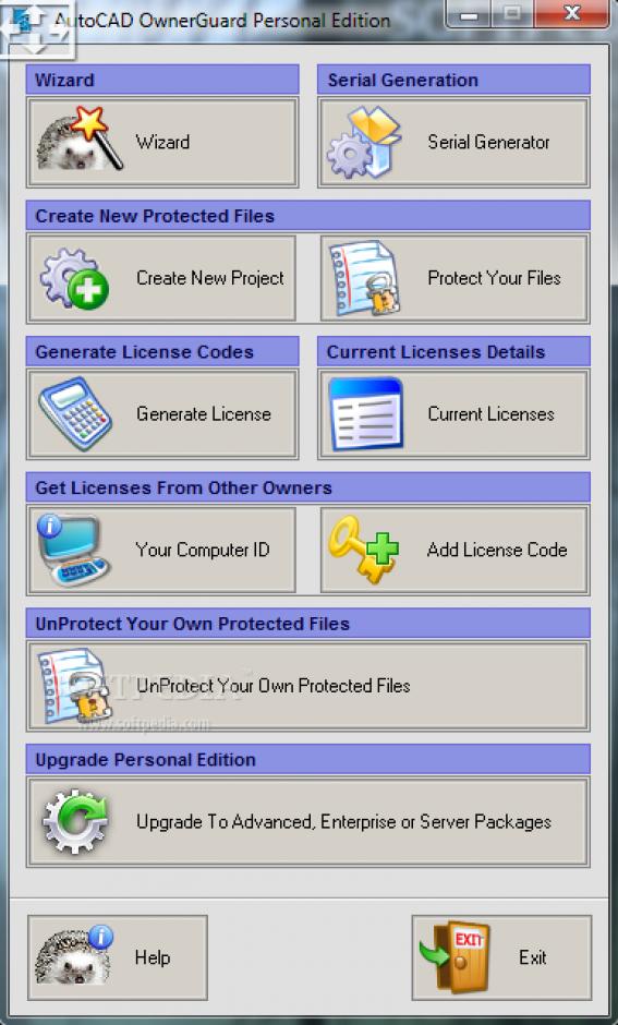 AutoCAD OwnerGuard Personal Edition main screen