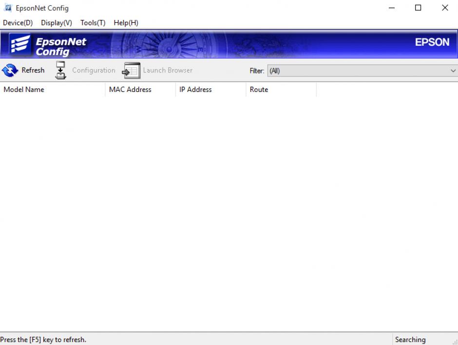 EpsonNet Config main screen