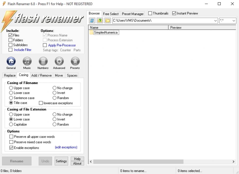 screenshot of program