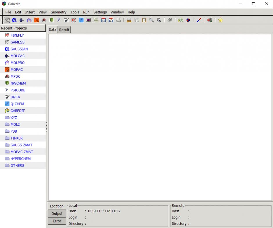 screenshot of program