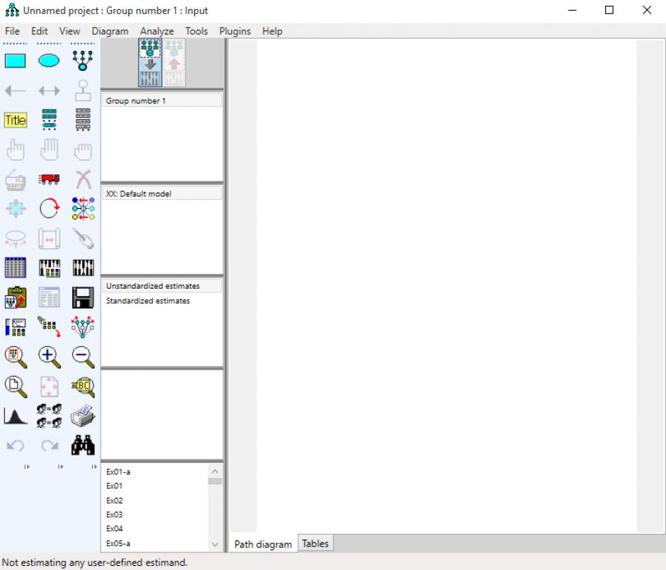 IBM SPSS Amos main screen