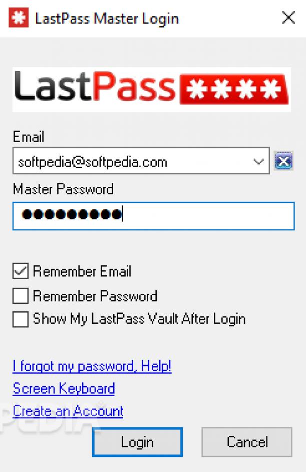 LastPass main screen