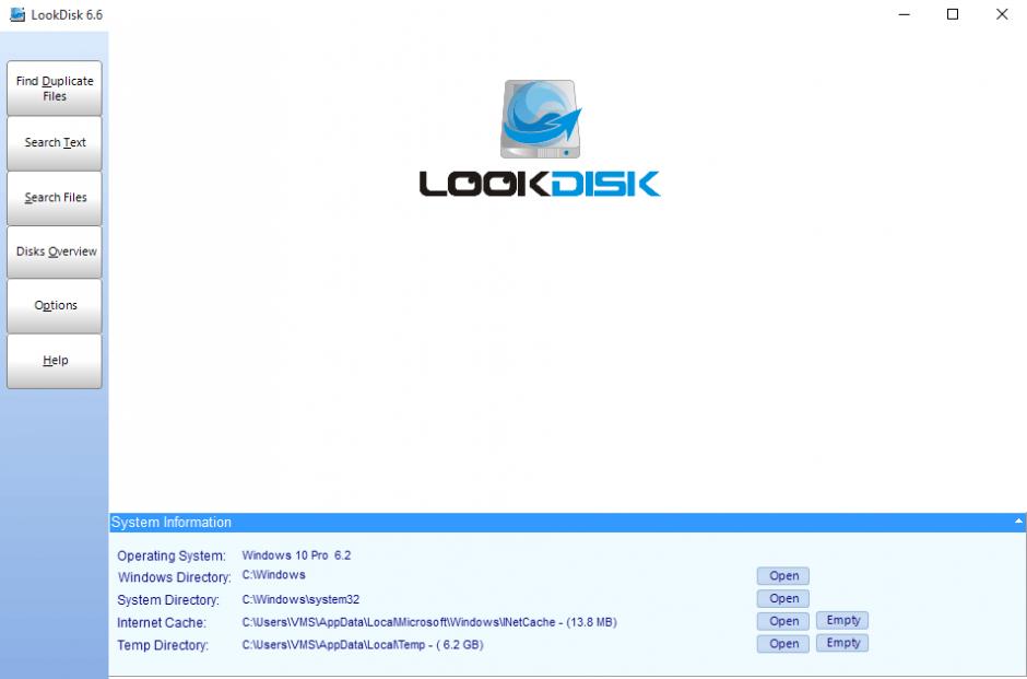 LookDisk main screen