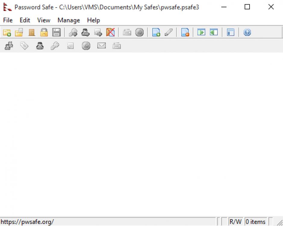 Password Safe main screen
