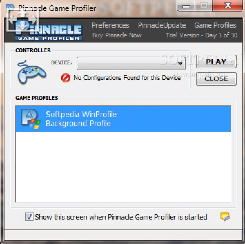 Pinnacle Game Profiler main screen