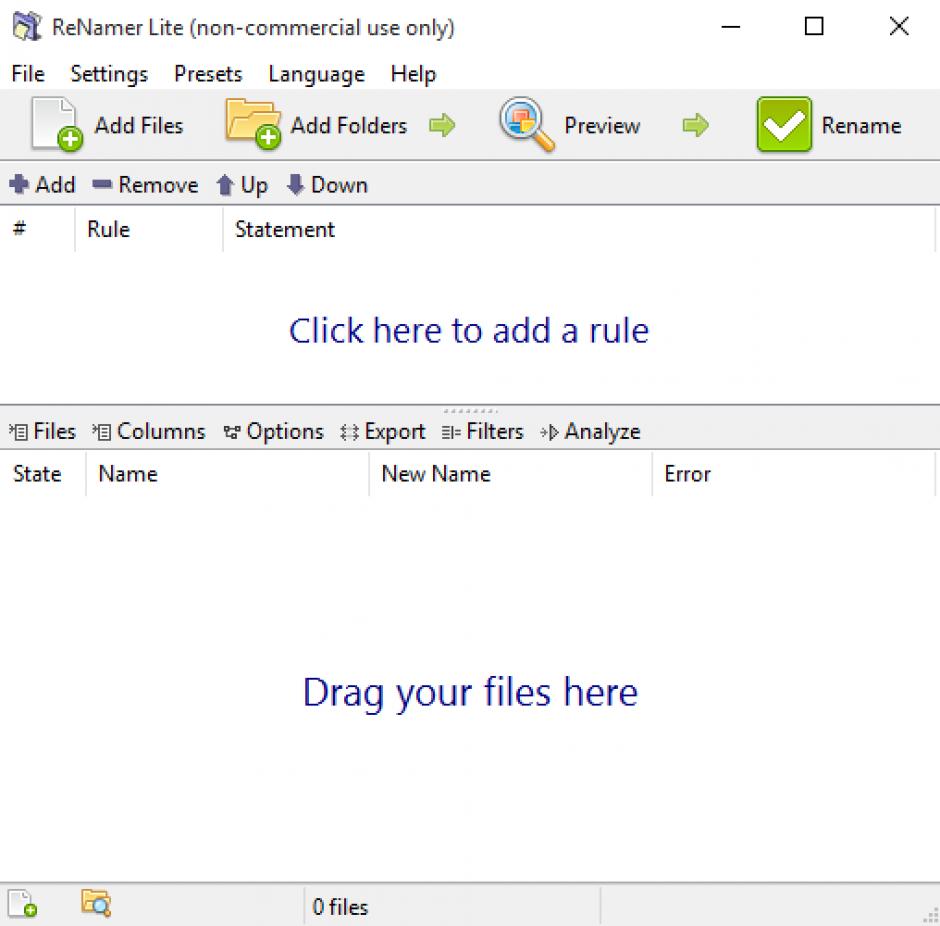 ReNamer Lite main screen