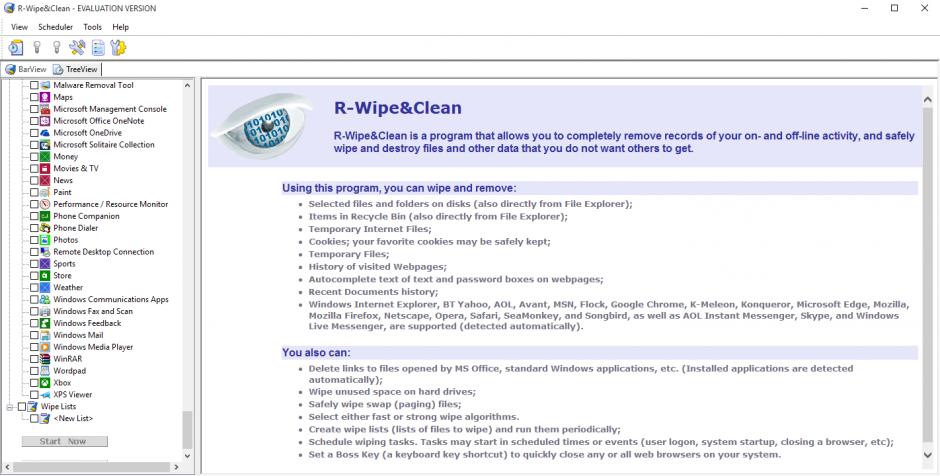 R-Wipe&Clean main screen