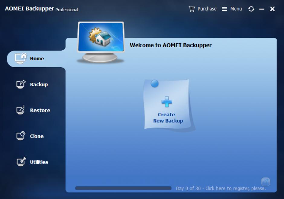 AOMEI Backupper Professional main screen