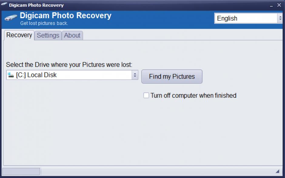 Digicam Photo Recovery main screen