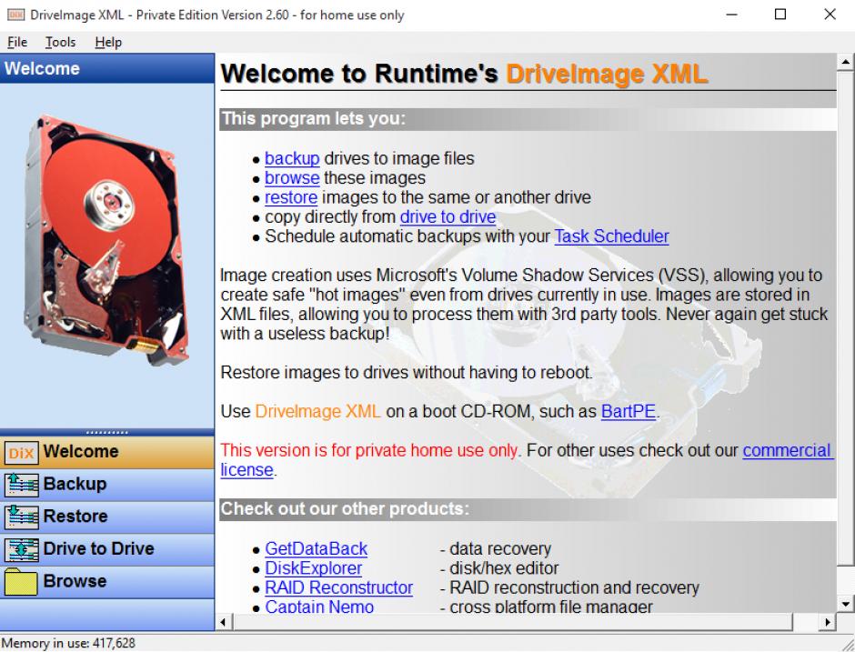 screenshot of program