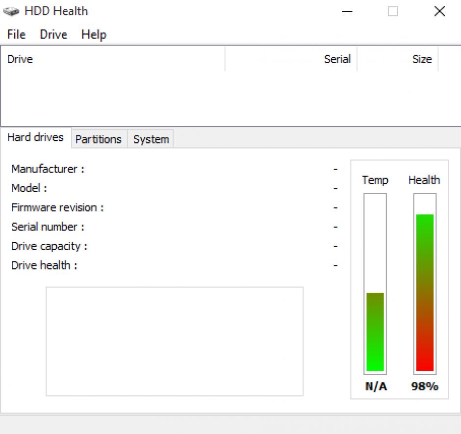 HDD Health main screen