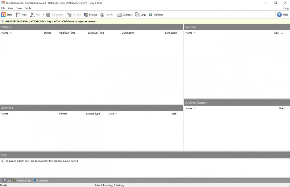 KLS Backup 2017 Professional main screen