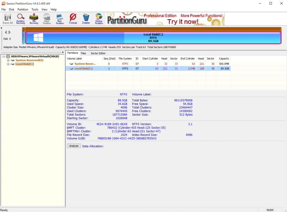 screenshot of program
