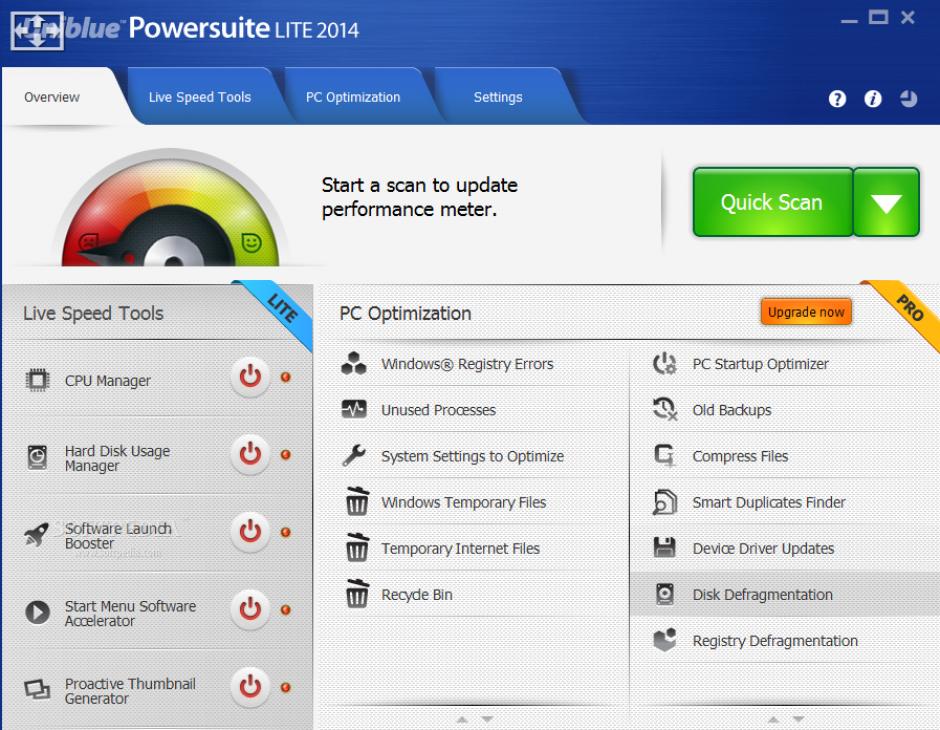 Powersuite main screen