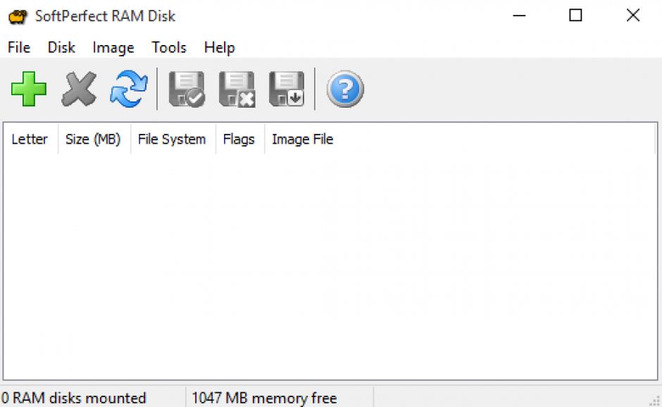 SoftPerfect RAM Disk main screen