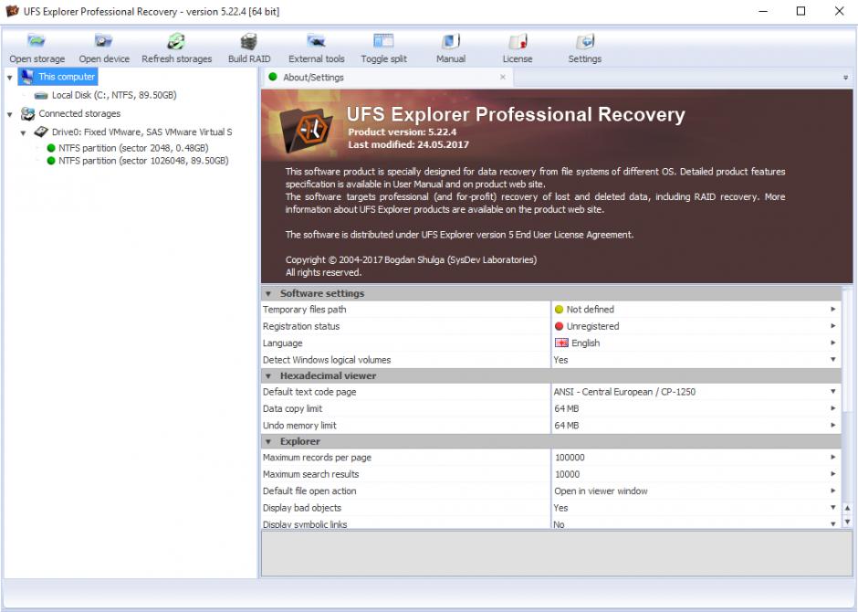 UFS Explorer Professional Recovery main screen