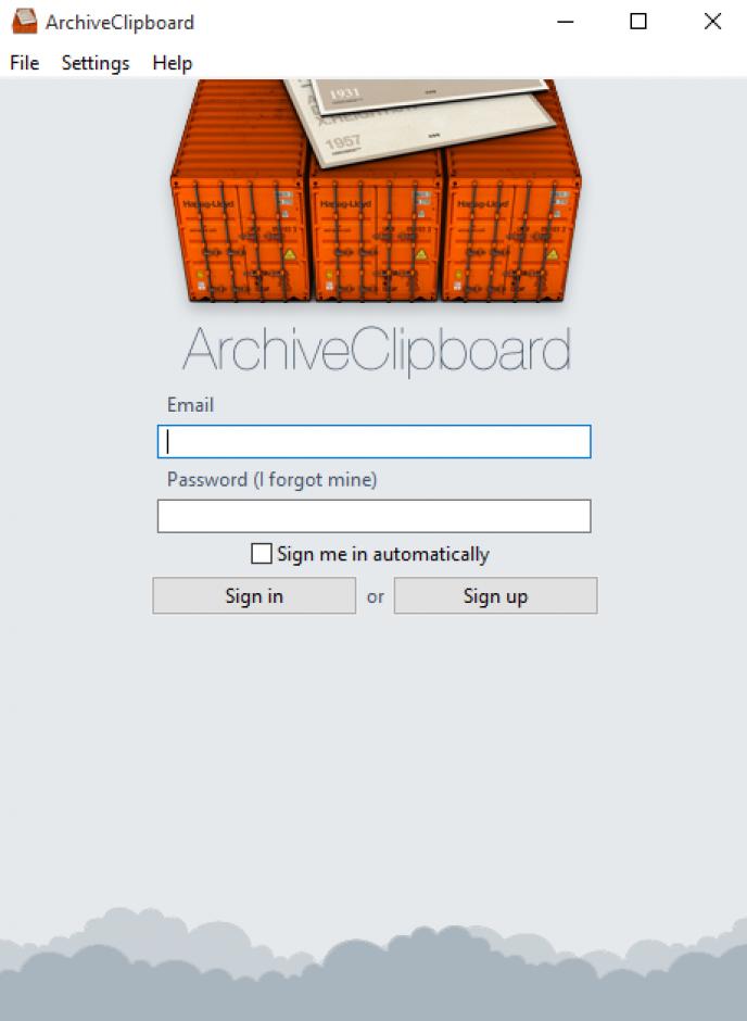ArchiveClipboard main screen