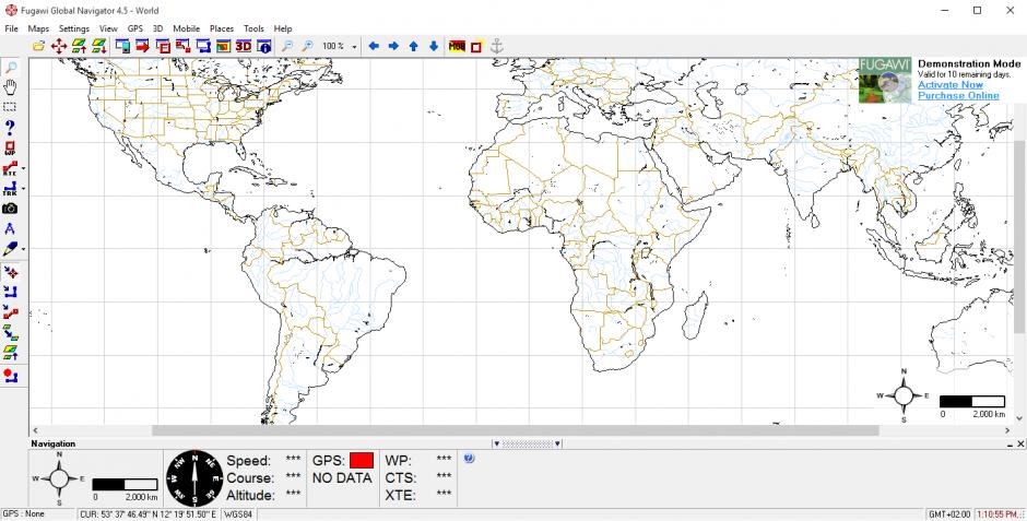 Fugawi Global Navigator main screen