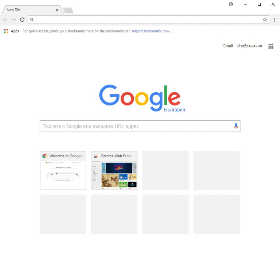 Google Chrome main screen