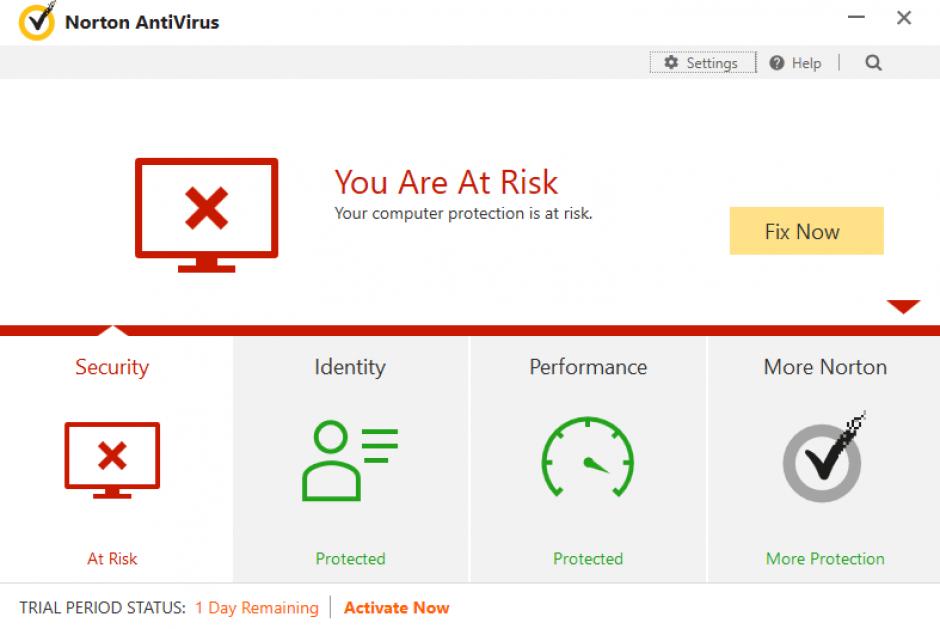 Norton AntiVirus main screen