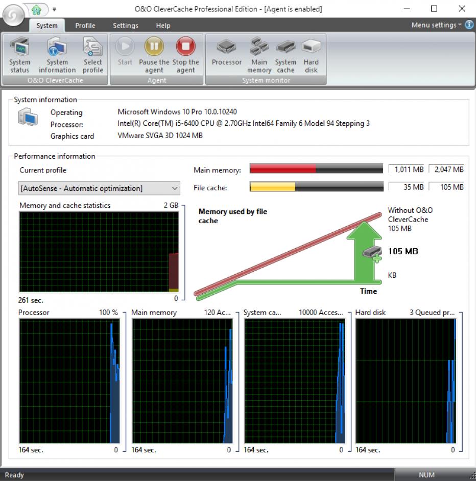 O&O CleverCache Professional main screen