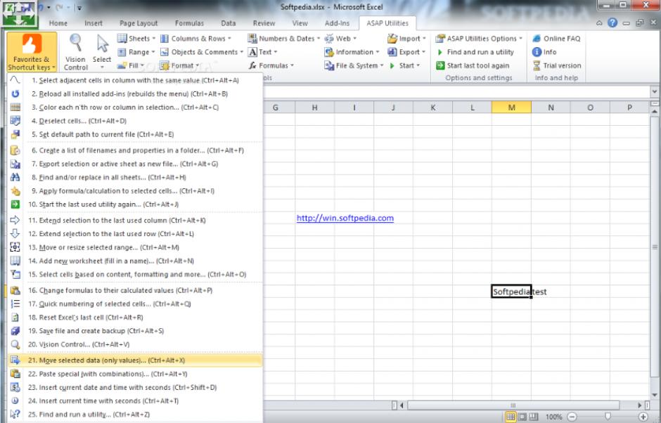 ASAP Utilities main screen