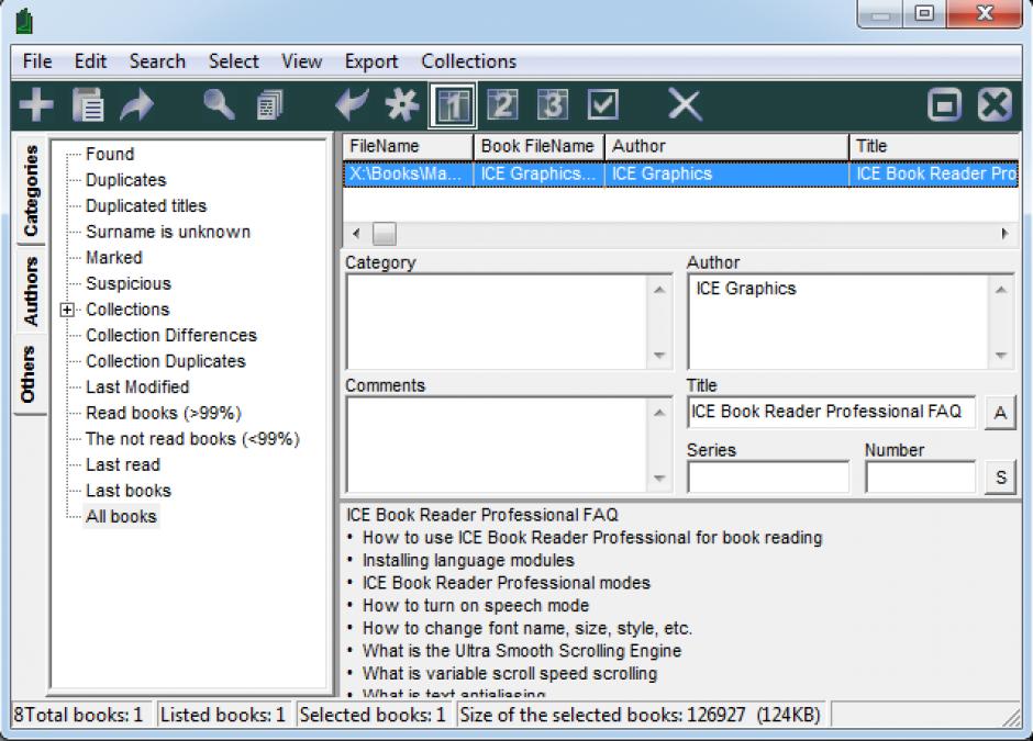 ICE Book Reader Professional main screen