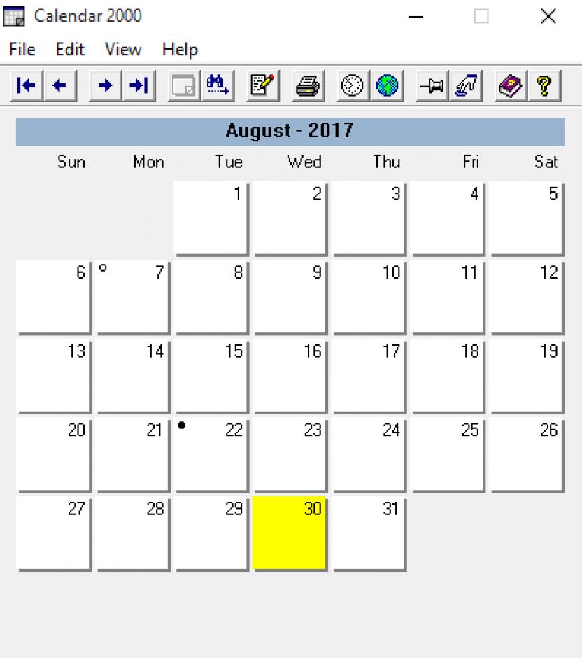 Calendar 2000 main screen