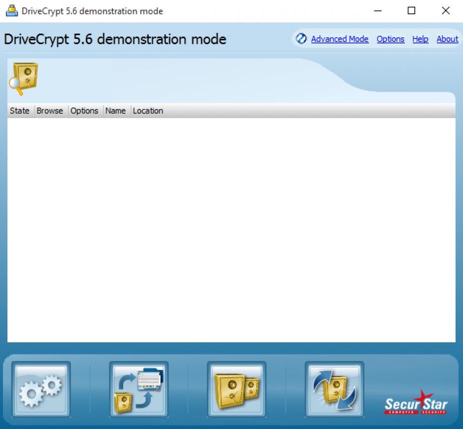 DriveCrypt main screen