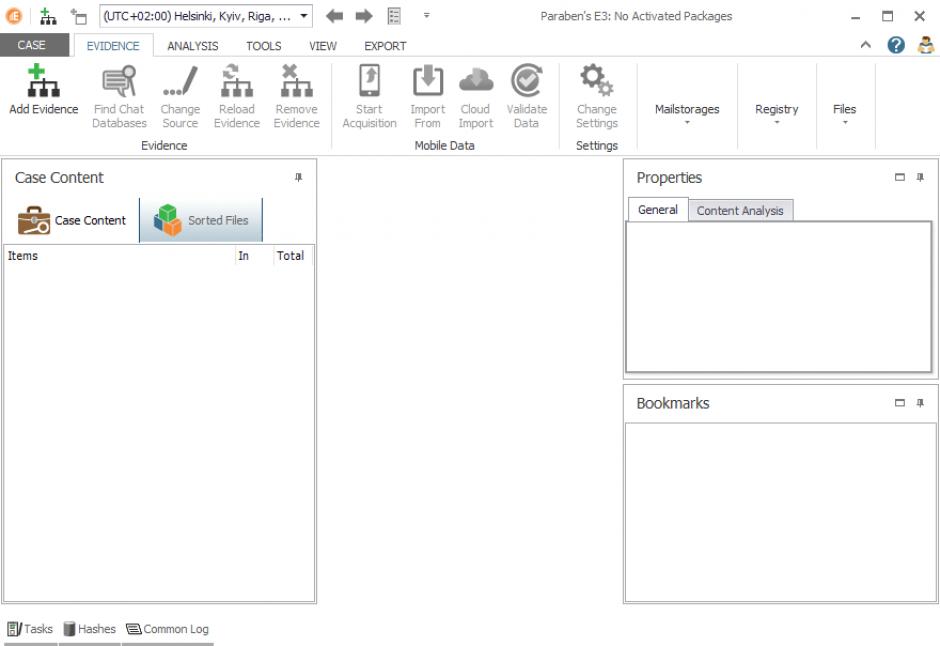 Electronic Evidence Examiner main screen