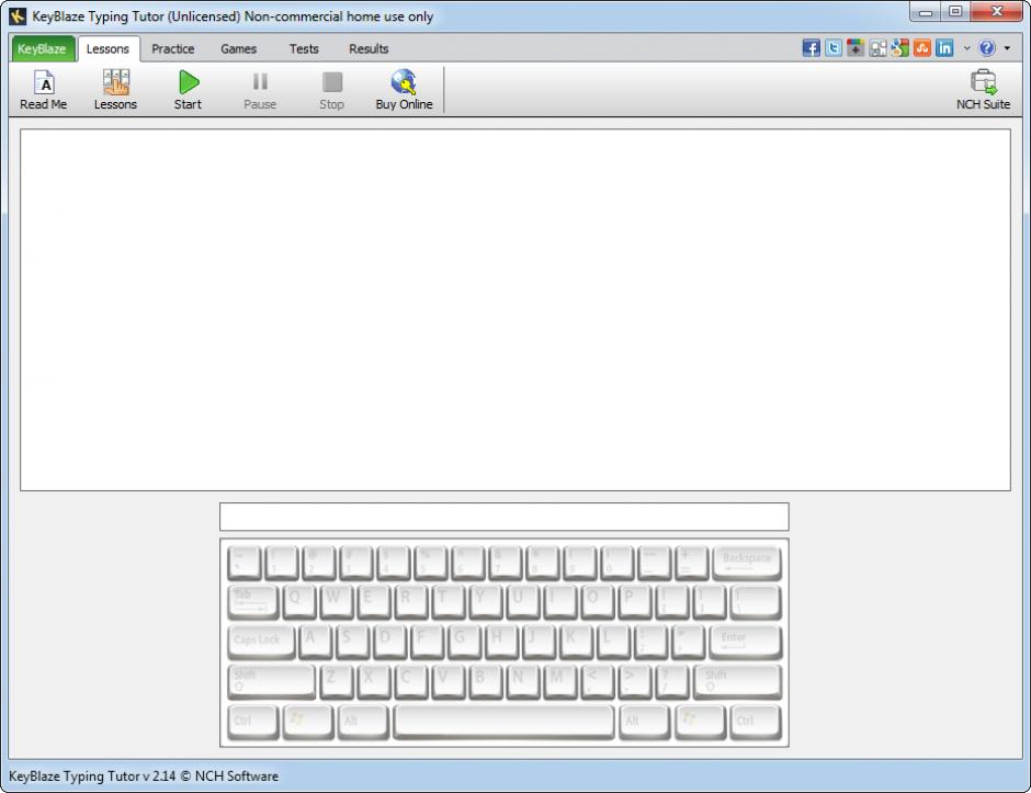 KeyBlaze Typing Tutor main screen