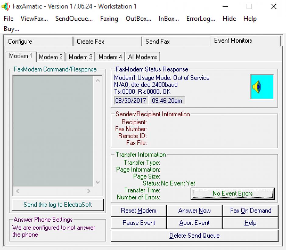 FaxAmatic main screen