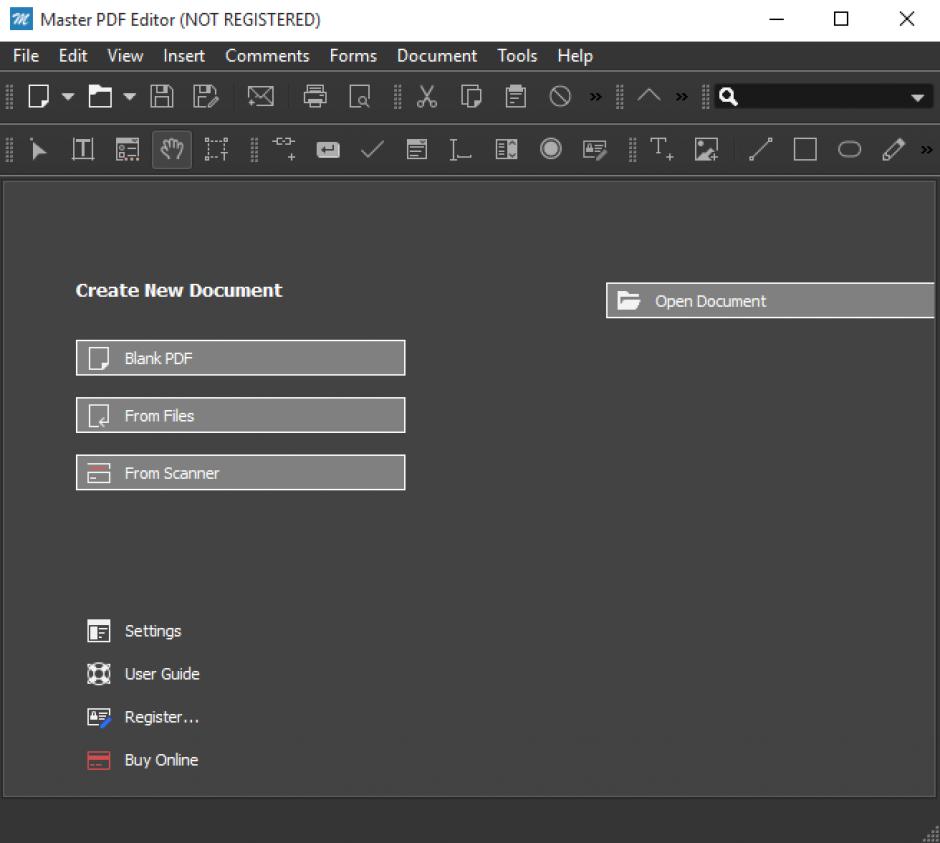 Master PDF Editor main screen