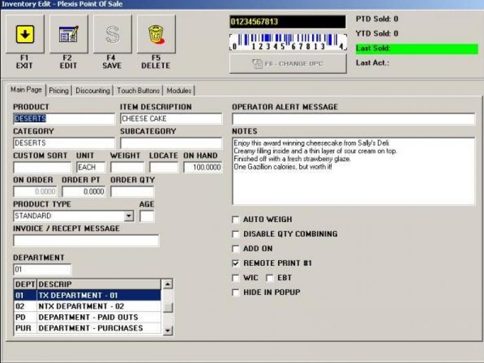 screenshot of program