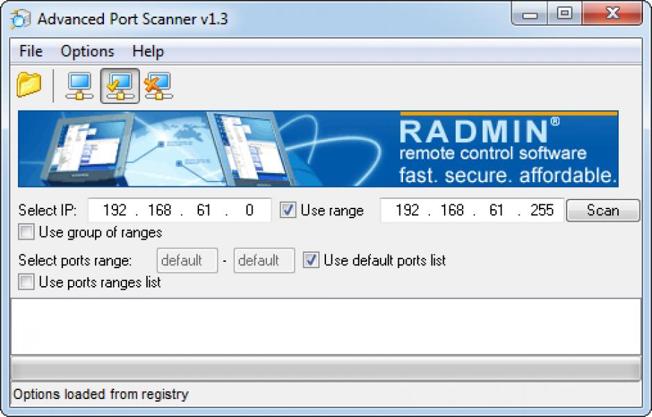 Advanced Port Scanner main screen