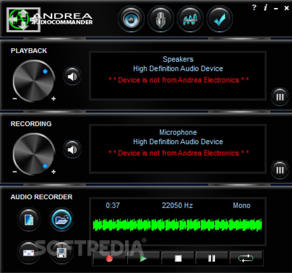 Andrea AudioCommander main screen