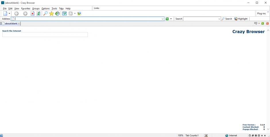 Crazy Browser main screen