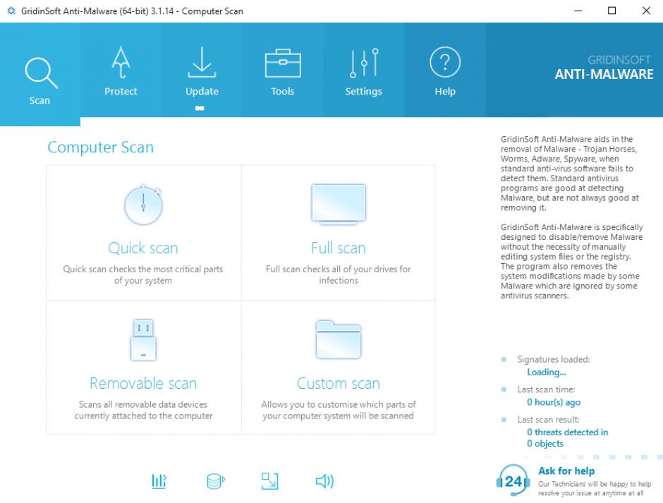 GridinSoft Anti-Malware main screen